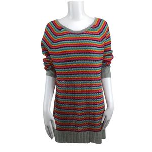 NINE WEST Vintage America Sammy Tunic Sweater Long Sleeve Striped Junior…